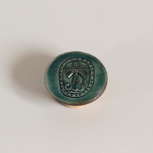 ceramic top on cork lid for coffee tins