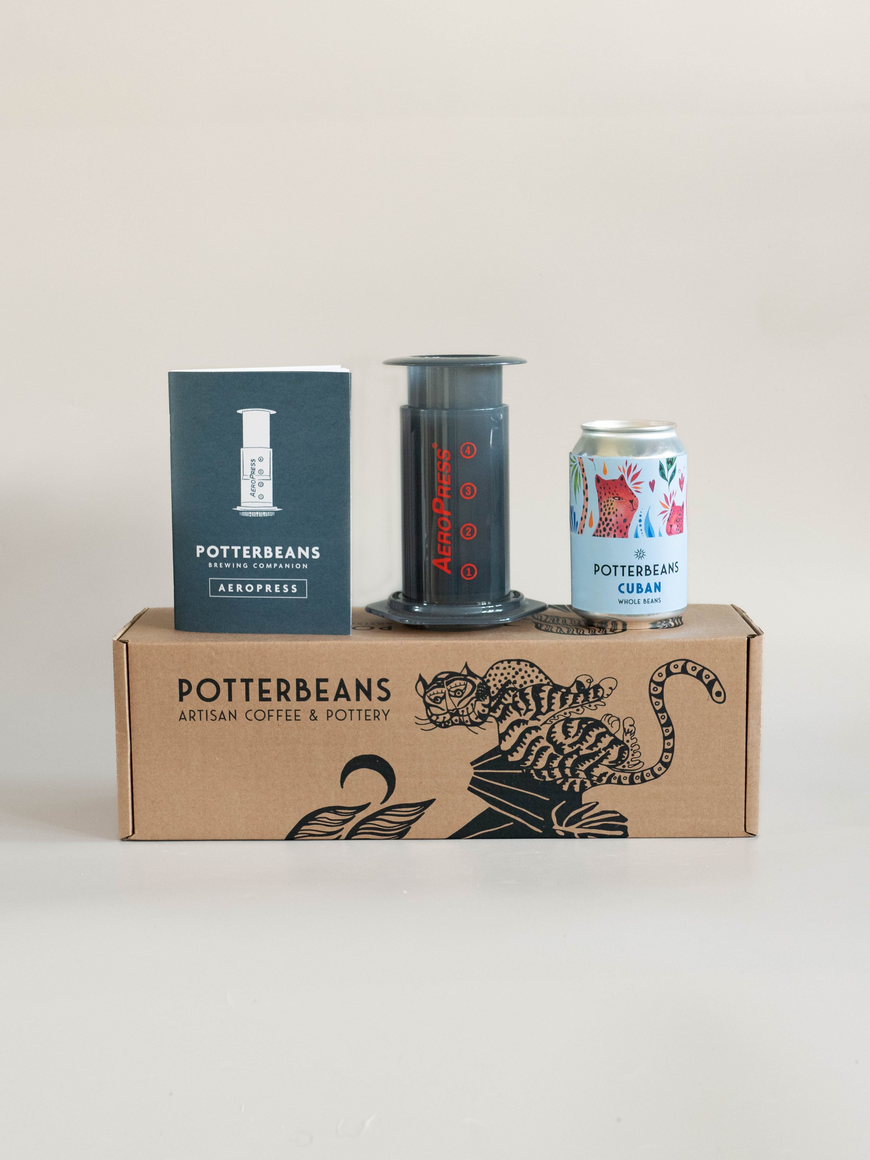 aeropress gift boxes with free tin of sample coffee beans