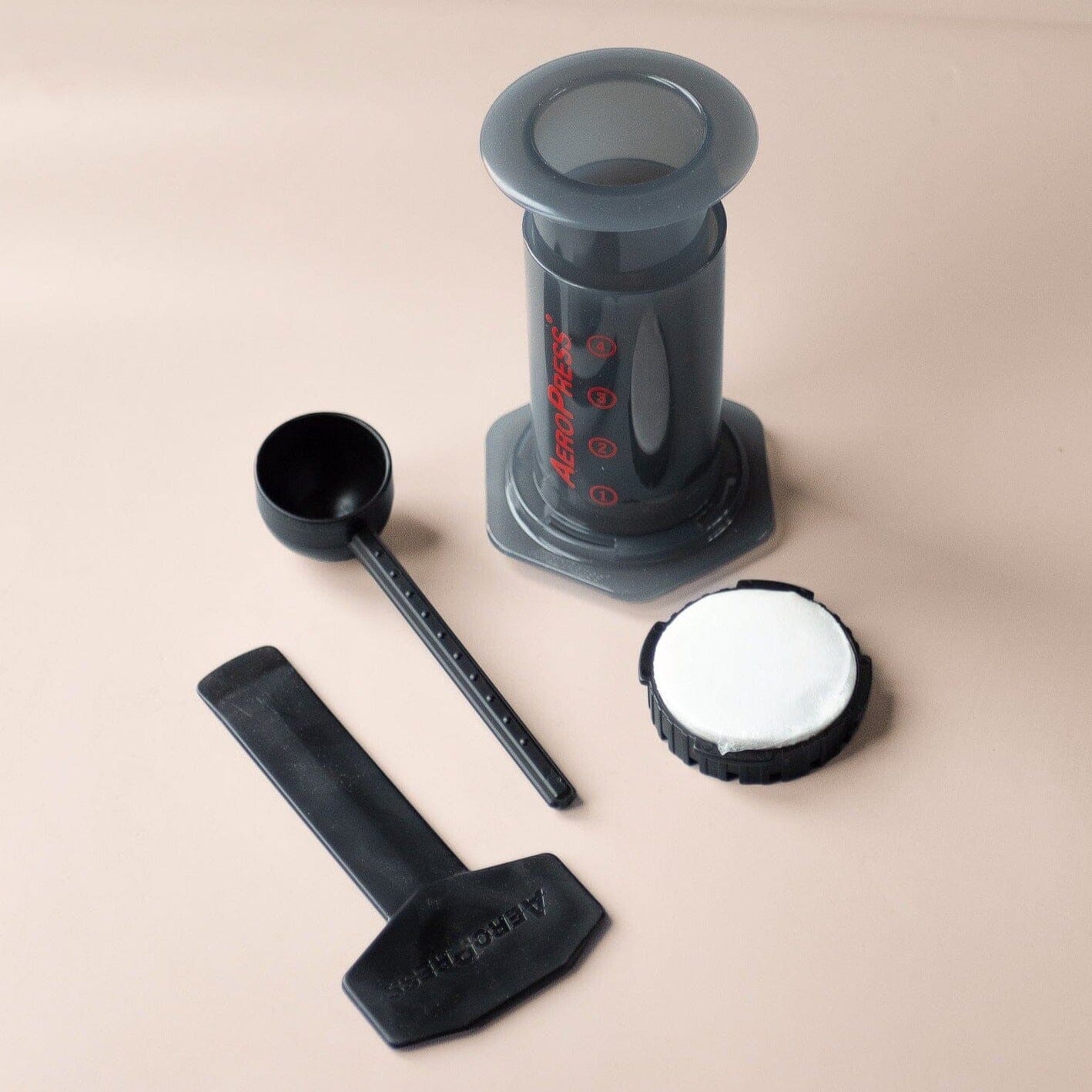 aeropress coffee maker, with scoop and filters. Free tin of coffee.