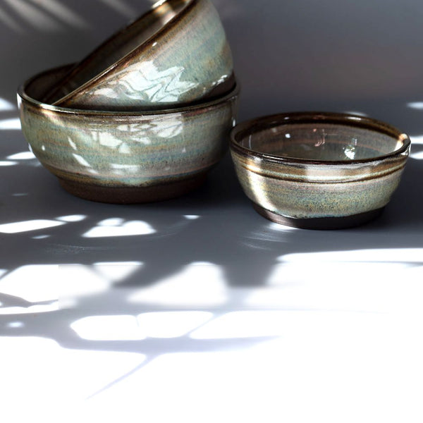 Stoneware small bowls. Set of three.
